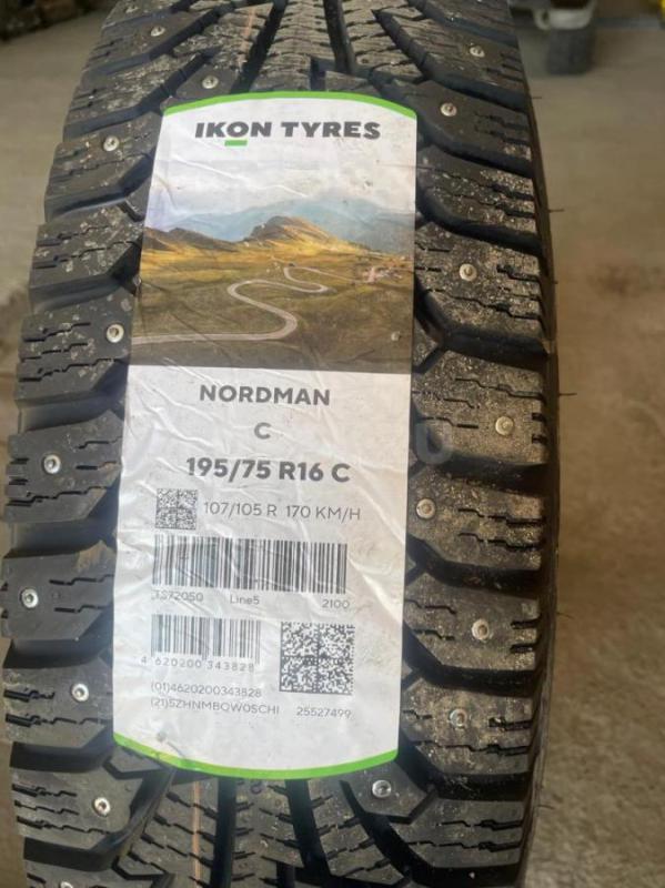 продам комплектом новую зимнюю шипованную резину NORDMAN С 195/75 R16 C, в количестве 6 штук, по цен - Орск