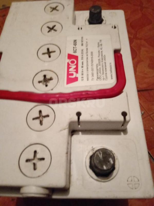 Продам Курский аккумулятор 60 А/ч пусковой ток 510 Ампер б/у в хорошем рабочем состоянии. - Орск