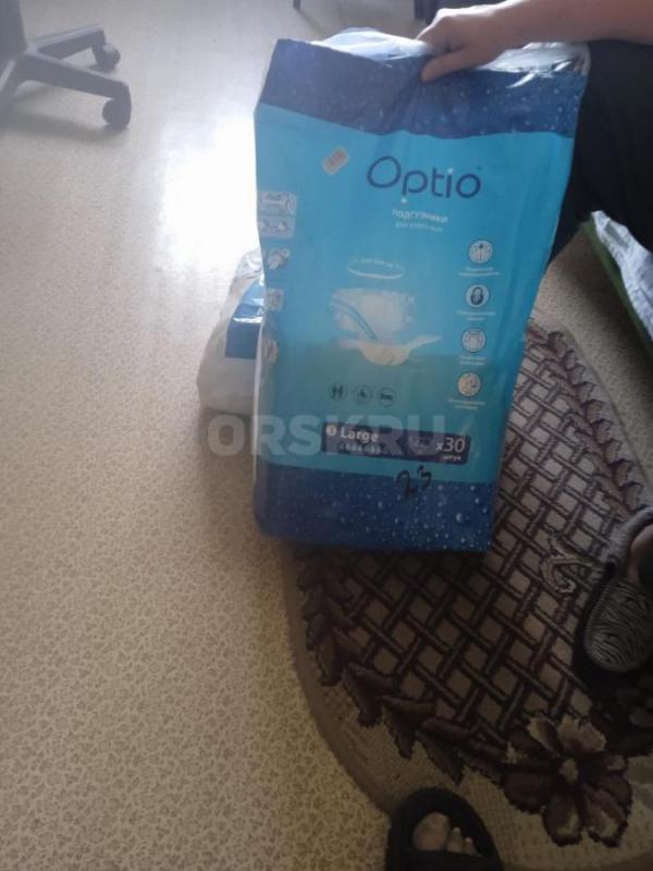 Подгузники  для взрослых optio размер L (100-160 см объем) 10 шт за 800 р., упаковка детских памперс - Орск