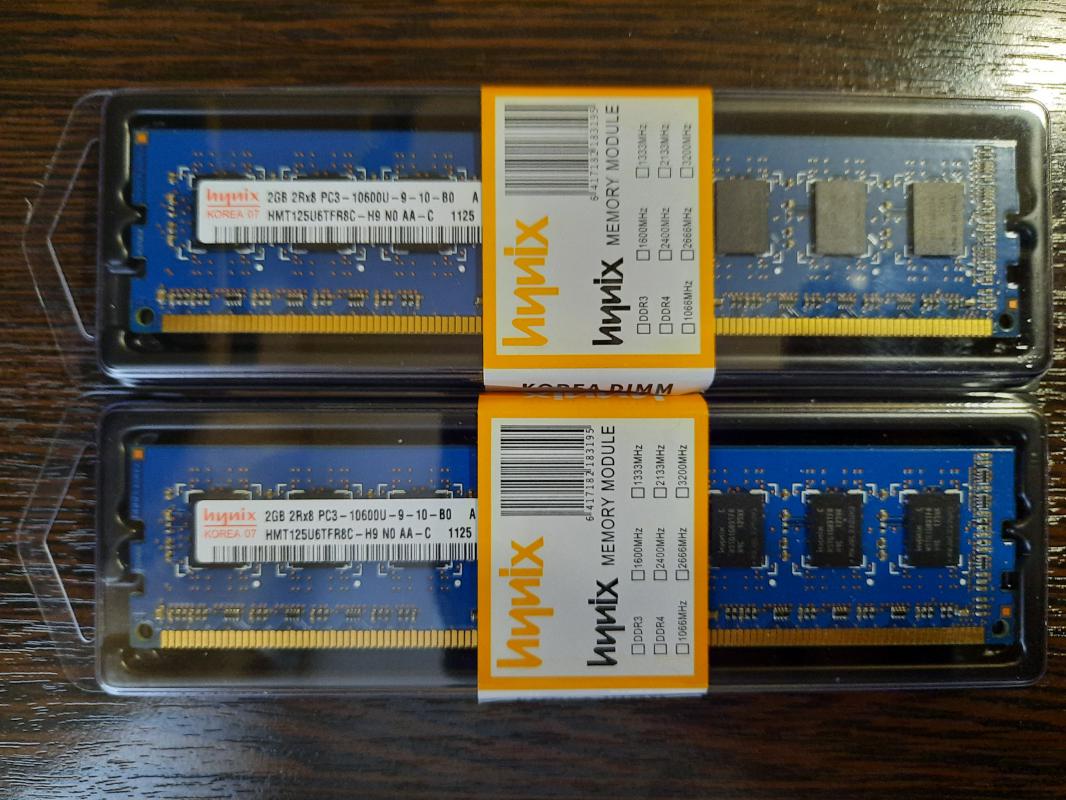 Продам оперативную память Hynix DDR3 2GB 1333 MHz DIMM PC-10600U, 2 штуки. - Новотроицк