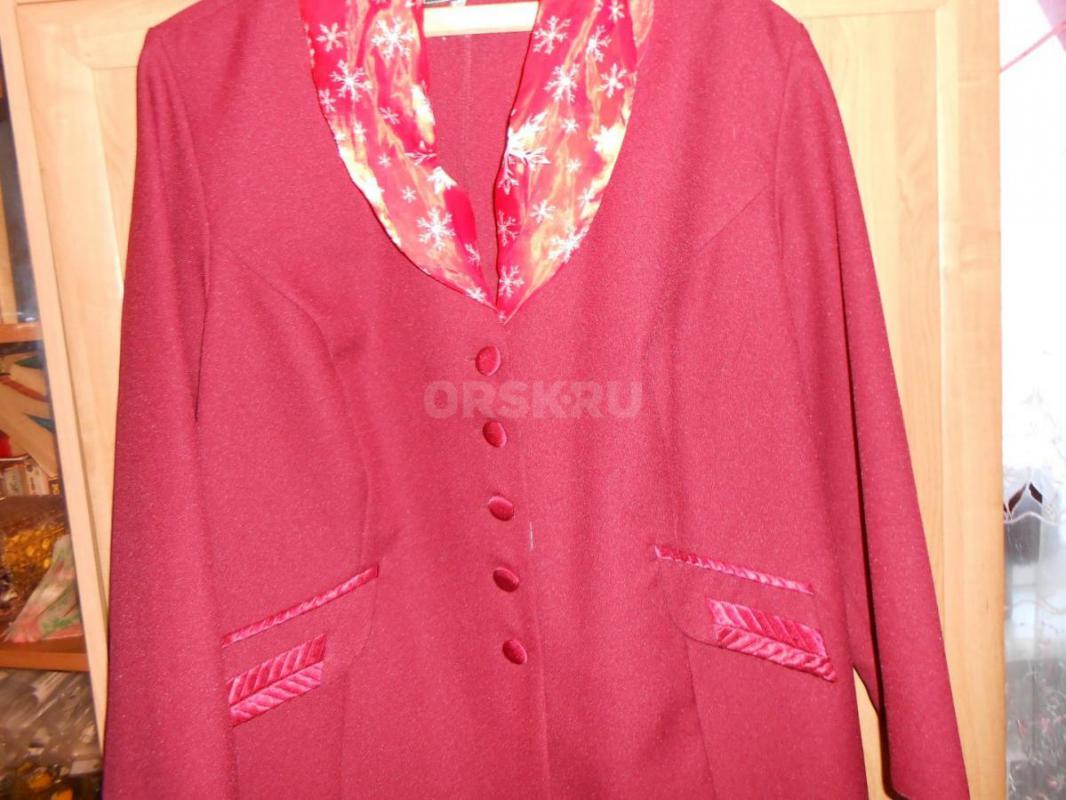 пиджак женский 58 размер куртка весенняя кардиган с кожаной отделкой - Орск