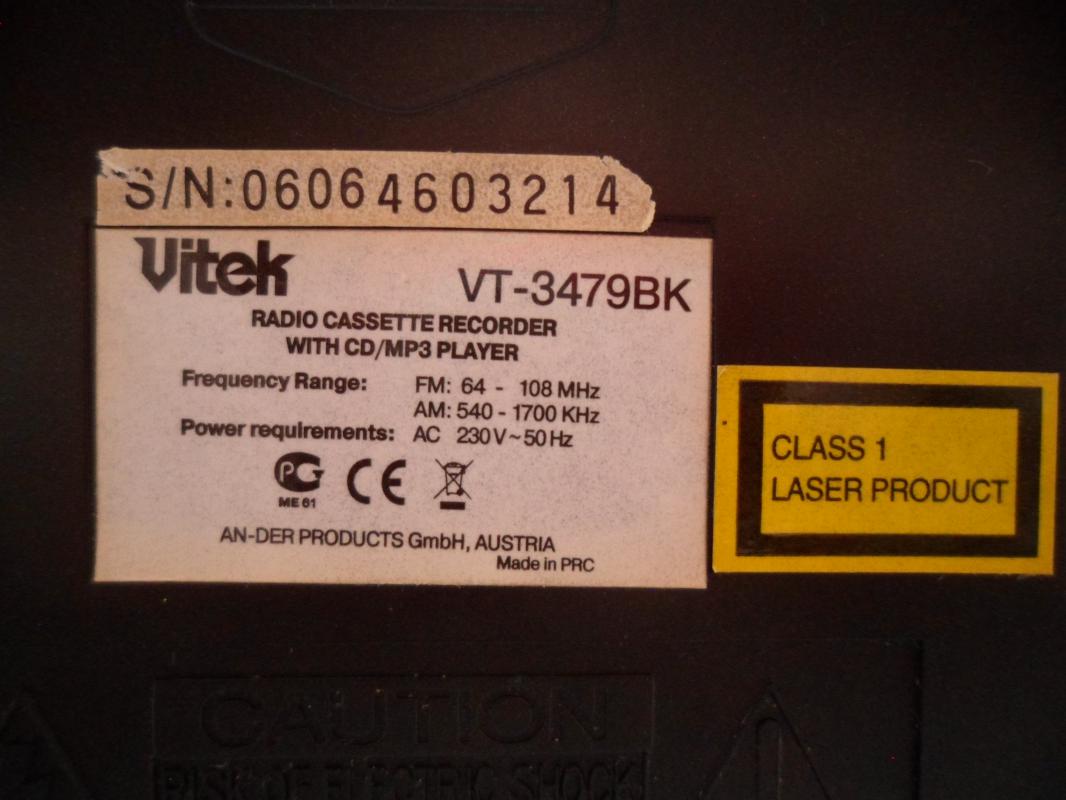 CD/MP3 магнитола Vitek VT-3479 BK. - Новотроицк
