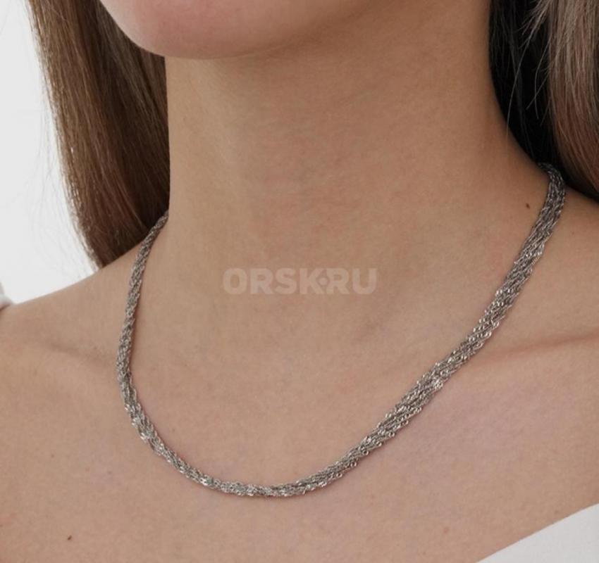 Многослойная цепь из серебра, плетение Сингапур. - Орск