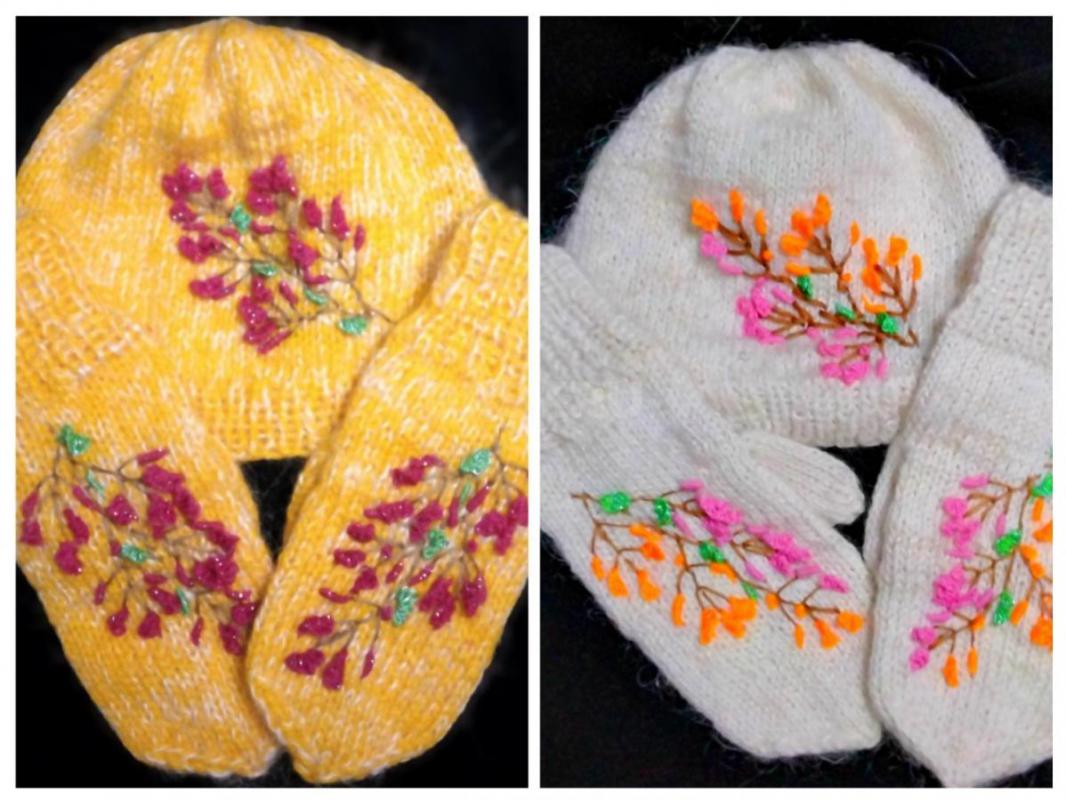 Комплекты с ручной вышивкой 
Пуховые, шерстяные 
Объем головы 54-58 - Орск