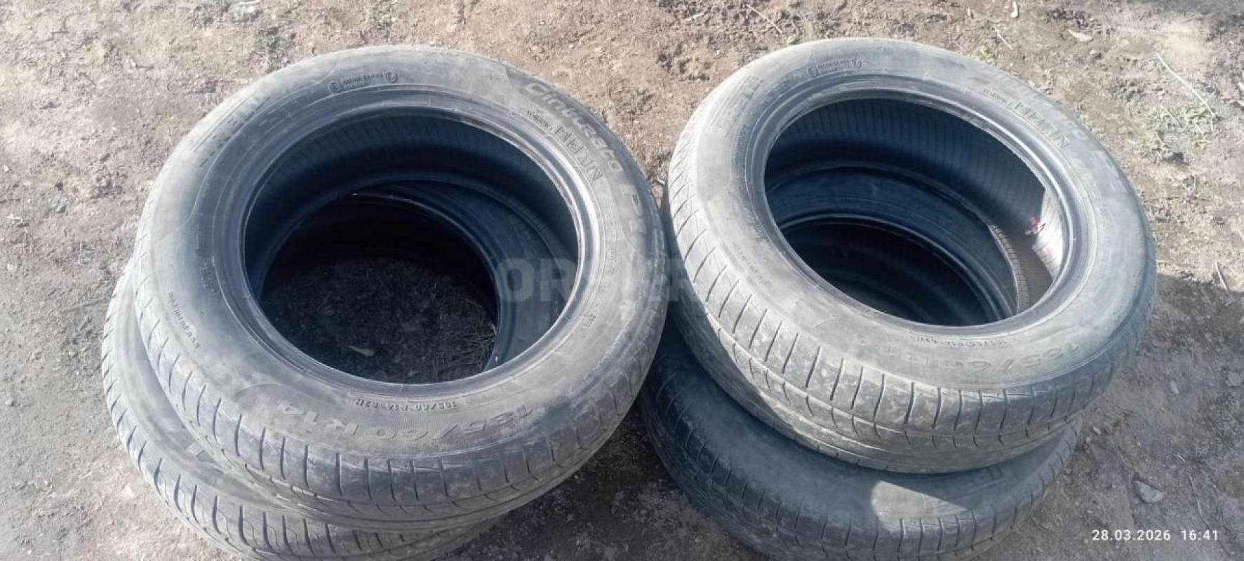 4 шины Пирелли лето 185/60 r14, целые, без грыж, 3 нормальные, 1 плохинькая, на докатку пойдет. - Орск