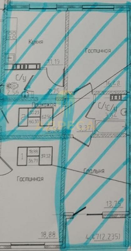 В продаже квартира как евро 3-ка, кухня-гостиная 17 кв м, 2 спальни, отдельно сан узел, отдельно гар - Оренбург