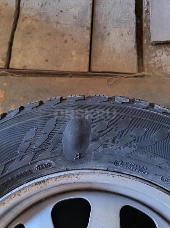 Продам две шипованные шины Нокиан хаккапелита 9, размер 215/65 R16, обе после ремонта, всё на фото. - Орск